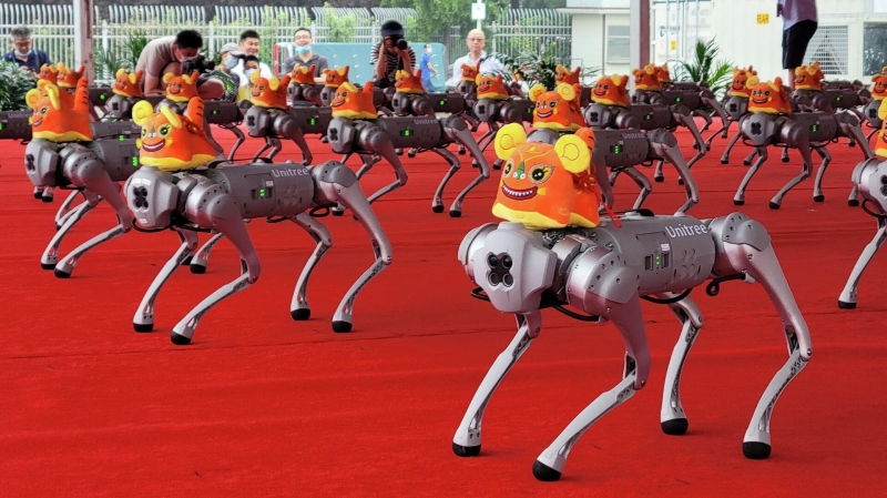 Конференция по робототехнике в Пекине открылась танцем роботов-собак