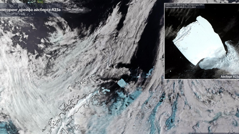 Спутник "Роскосмоса" заснял движение крупнейшего в мире айсберга