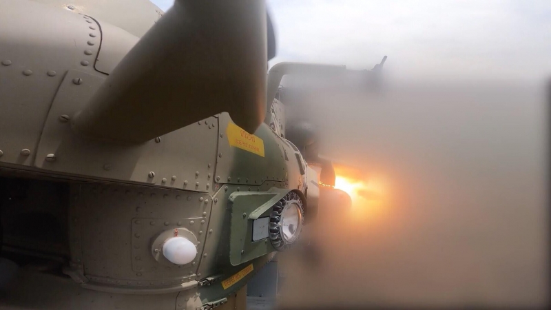 Ми-28НМ уничтожил опорный пункт и живую силу ВСУ в курском приграничье